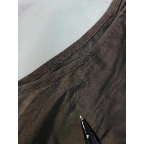 Oscar De La Renta, Size 14 Brown Buttons Up Ruffled Women's Top Blouse #R1 - Picture 10 of 10